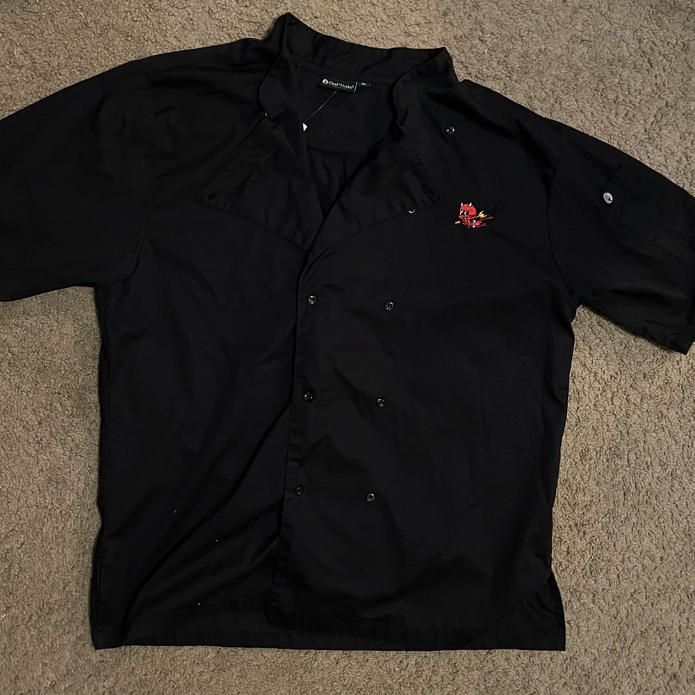 Chef Works Chef Shirt Mens XL With Devil Embroidery Logo